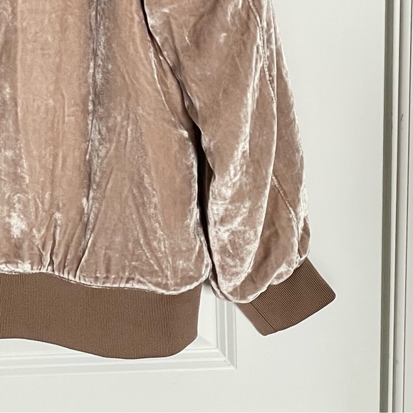 Madewell Tan Velvet Silk Blend Full Zip Bomber Jacket - 35565 - Picture 11 of 16